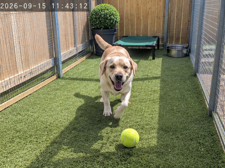 Bella in her Garden Suite at Meadowbrook Boarding Kennels